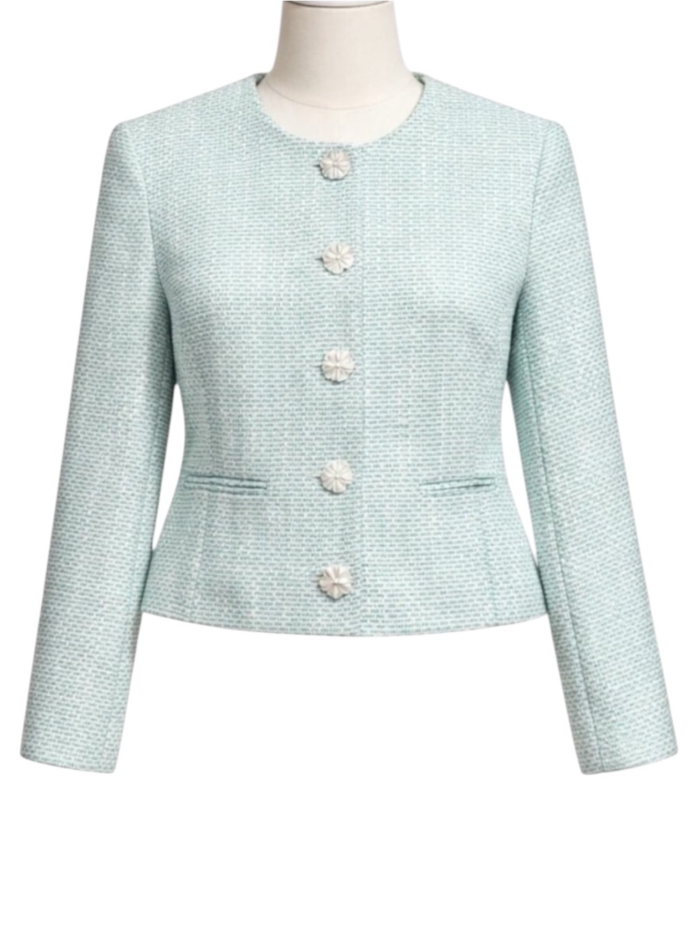 J Crew Factory Tweed Lady Jacket
Blazer Mint Green Flower
Buttons NWT 4P